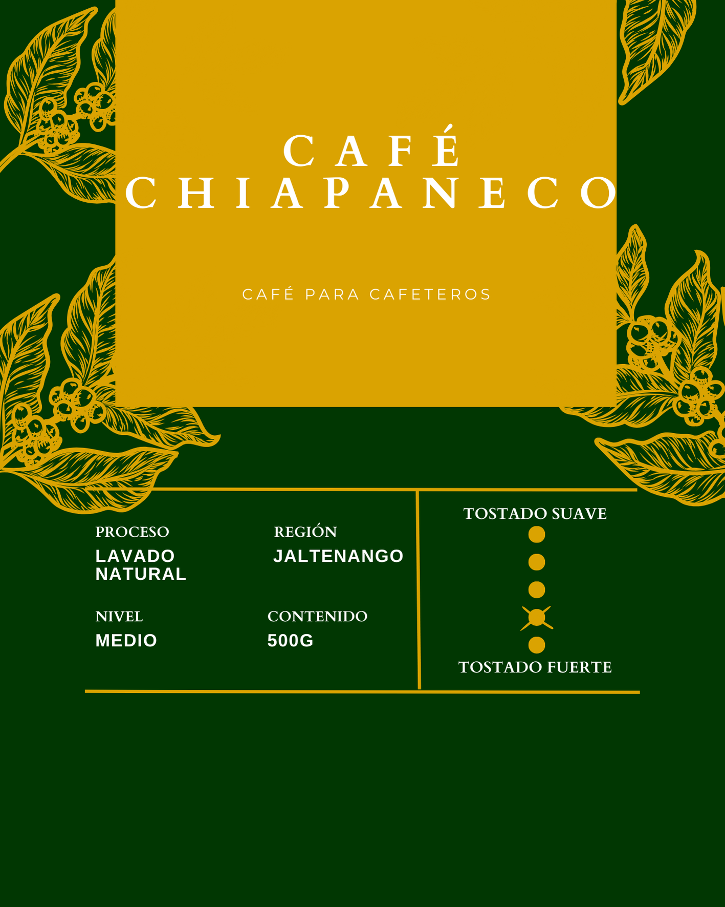 Cafe de Jaltenango Chiapas .500 grs molido De altura